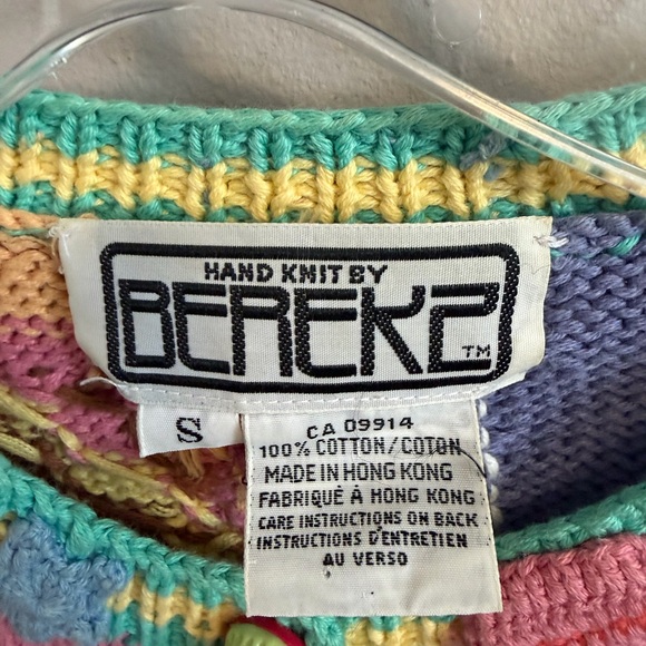 VTG Berek Hand Knit Cotton Cardigan Travel Capri Hawaii Caribbean Cropped S - Picture 13 of 15